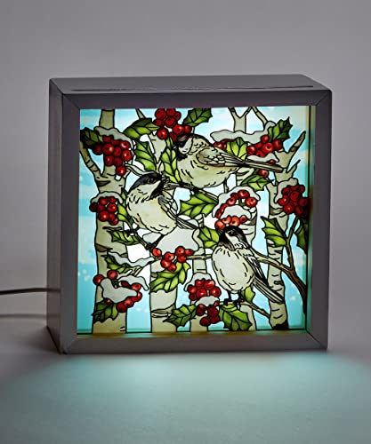 Giftcraft 684095 Christmas LED Light Box Birds and Berries, 6-inch Length