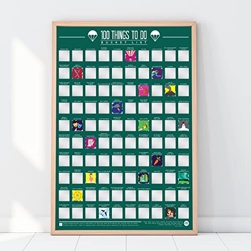 Gift Republic 100 Things to Do Bucket List Scratch Poster, Green, GR630006