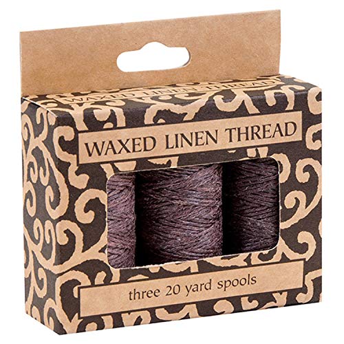 Lineco Waxed Genuine Linen Thread, 20 Yards, Pack of 3 Spools: Brown (LIN-BBHM210)