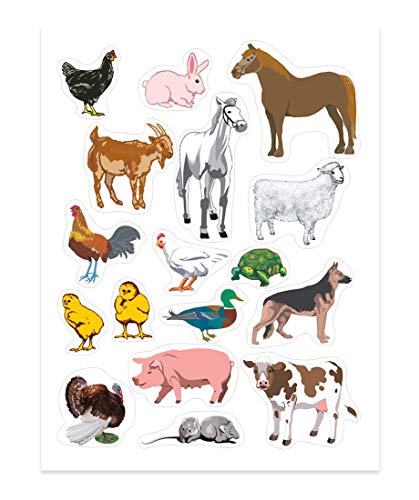 Hygloss Products Farm Animals Stickers - Great for Animal & Farm Scene Activities - Perfect for Arts, Crafts, Classroom & Much More - 17 Self-Adhesive Stickers per Sheet - 3 Sheets