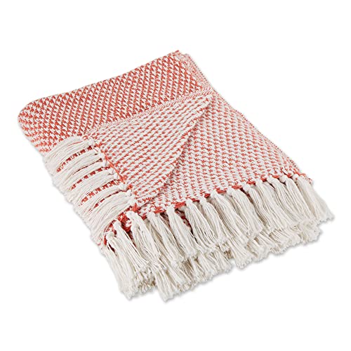 DII Design Woven Throw Collection 100% Cotton, Basketweave, 50x60, Spice