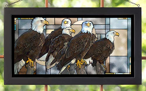 Wild Wings(MN) Wild Wings 5386500033 Board of Directors Bald Eagles Stained Glass Art, 23-inch Width