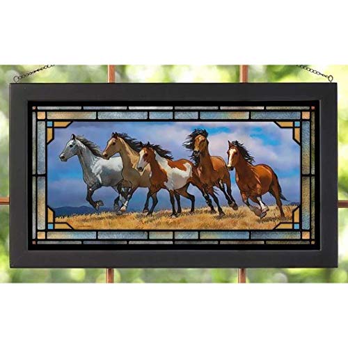 Wild Wings(MN) Wild Wings 5386500003 Stained Glass Art, 23-inch Width (Over The Top Horses)