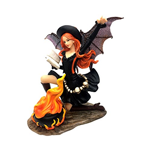 Comfy Hour Fairyland Collection 7 Dark Fairy Witch Cooking Magic Soup Fire Pan Figurine, Halloween Theme Gift, Home Decoration and Collectibles, Polyresin