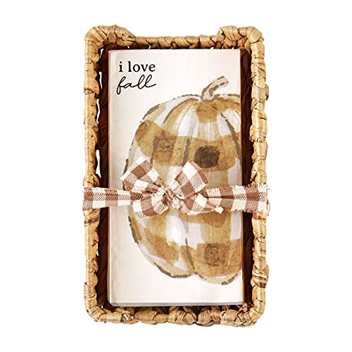 Mud Pie Thanksgiving Set,napkin 7 3/4" x 4" | basket 9" x 5 1/2", Pumpkin