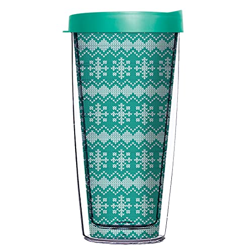 Comfy Hour Green Knitting Pattern 16 oz Tumbler with Matching Color Lid