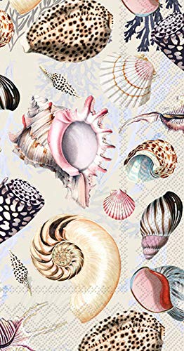 Boston International IHR 3-Ply Paper Napkins, 16-Count Guest Size, Shells Of The Sea