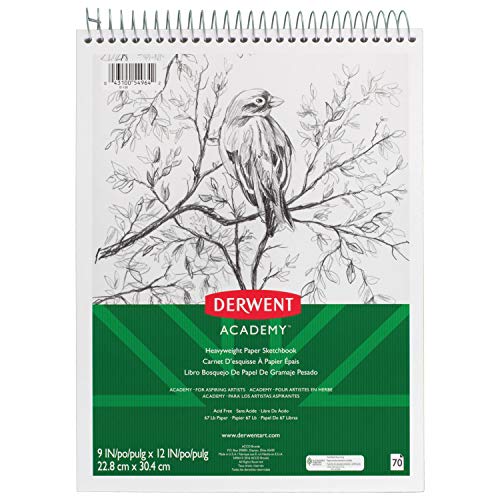 ACCO (School) Derwent Academy Sketchbook, Heavyweight Paper, Topbound Sketch Book, 70 Sheets, 9" x 12" (54964)