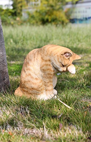 Hi Line Gift 87698-A American Shorthair Washing Orange Tabby Cat Statue