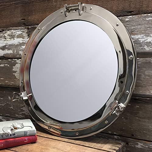 Nagina International Aluminum Porthole Mirror - 17inch W/ Chrome Finish - Nautical Ship D√©cor