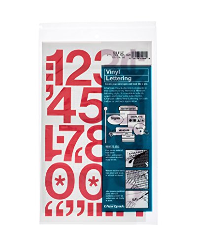 Chartpak Self-Adhesive Vinyl Numbers, 2 Inches High, Red, (01152) - PACK OF 12