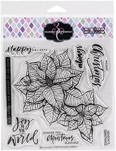 Colorado Craft Company Clear Stamps 6"X6"-Poinsettia Blessings-Big & Bold