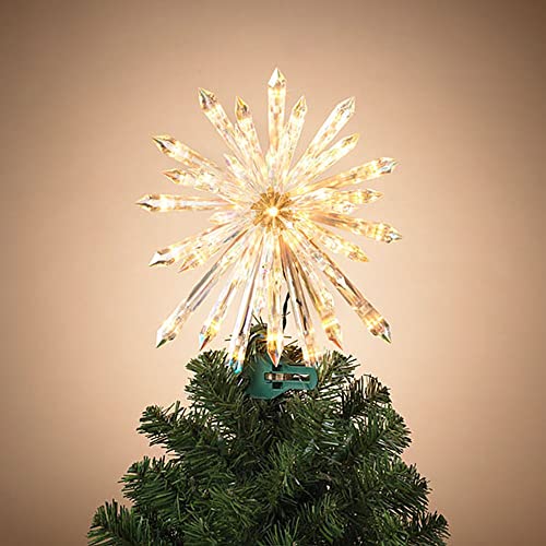 Gerson 2619000 Electric Lighted Glittered Acrylic Starburst Tree Topper with 50 Lights 13.5" H