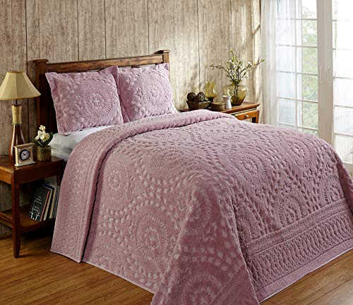 Better Trends Rio Collection is Super Soft and Light Weight in Floral Design 100 Percent Cotton Tufted Unique Luxurious Machine Washable Tumble Dry, Full/Double Bedspread, Pink