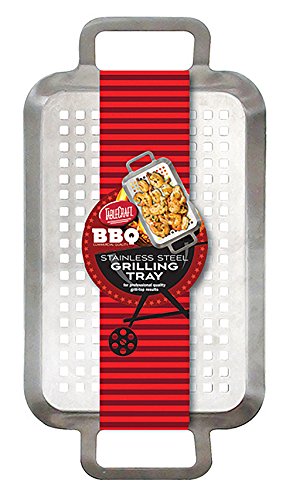 TableCraft 13.5" Stainless Steel Grilling Pan with Handles | Great for Outdoor Barbecues and Grills