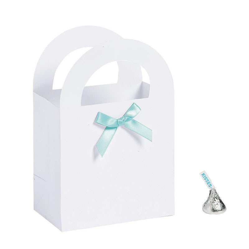 BABY SHOWER PAPER BAG W BLUE BOW - Party Supplies - 12 Pieces