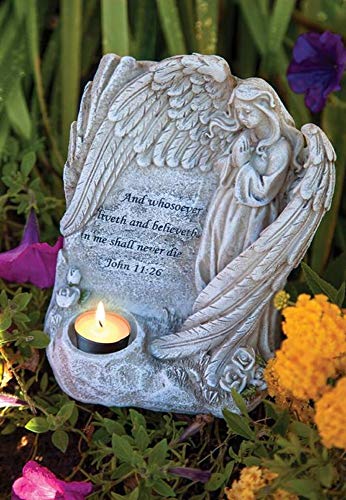 Manual CC Home Furnishings White and Black Memorial Stone with Religious Quotes 8.5" x 6.5" x 4"