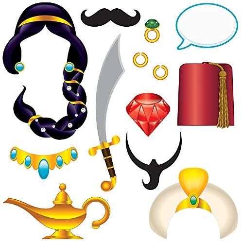 Beistle 53557 Assorted Arabian Themed Funny Photo Booth Fun Signs, Multicolor, 13 Ct.