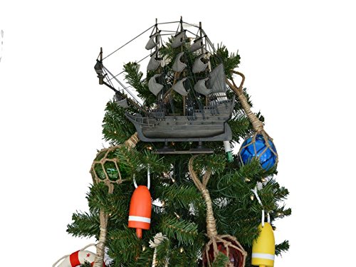 Hampton Iron Flying Dutchman Model Pirate Ship Christmas Tree Topper Decoration - Nautical C