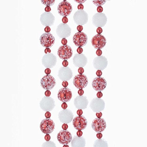 Kurt Adler Red and White Frosted Beaded Garland