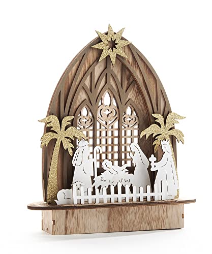 Giftcraft 683212 Christmas LED Holy Family D‚àö¬©cor, 9.84 inch, Medium Density Fiberboard and Plywood
