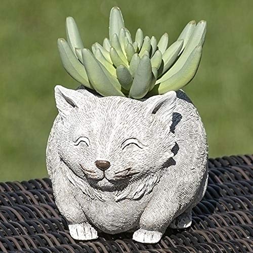 Roman 12513 Mini Cat Pudgy Planter, 4-inch Height, Resin and Stone Mix