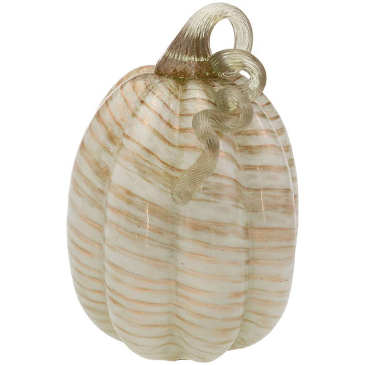 Boston International Glass Pumpkin Tabletop Shelf D√©cor Autumn & Fall Decorations, Large, Laurel & Copper