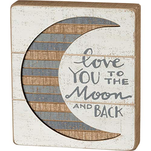 Primitives By Kathy Slat Box Sign - Love You To The Moon and Back