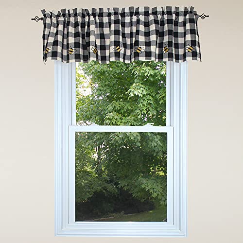 Home Collection Bees Buffalo Check Black & Buttermilk Cotton Valance 60"x15.5" by Raghu