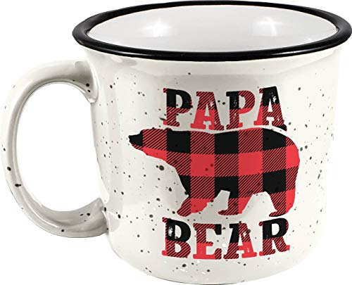 Spoontiques Papa Bear Ceramic Camper Mug, 14 oz, White