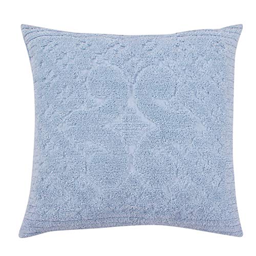 Better Trends Ashton Collection is Super Soft and Light Weight in Medallion Design 100 Pecent Cotton Tufted Unique Luxurious Machine Washable Tumble Dry, Euro Sham, Blue