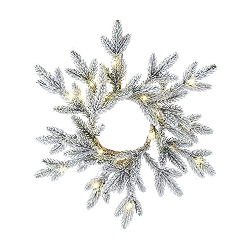 Kurt S. Adler Kurt Adler 18-Inch 20-Light Battery-Operated LED Flocked Pine Wreaths, Multi