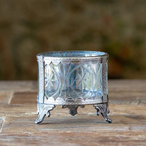 Park Hill Collection ECL00239 Cut Glass Tealight Candle Holder, 3-inch Diameter