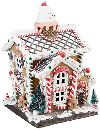 Kurt Adler Adler 14-Inch Battery-Operated Light-Up Gingerbread House Table Piece, Multi