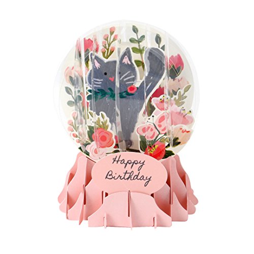Up With Paper 3D Pop Up Snow Globe Greeting Card - BOTANICAL CAT - 