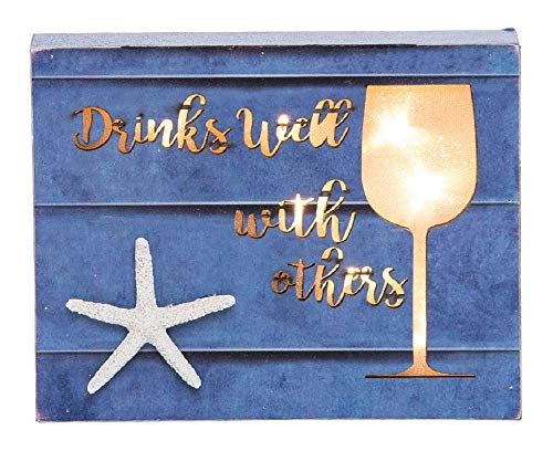 Beachcombers B22721 Drinks Well with Others Mini LED Block, 7.48-inch Square