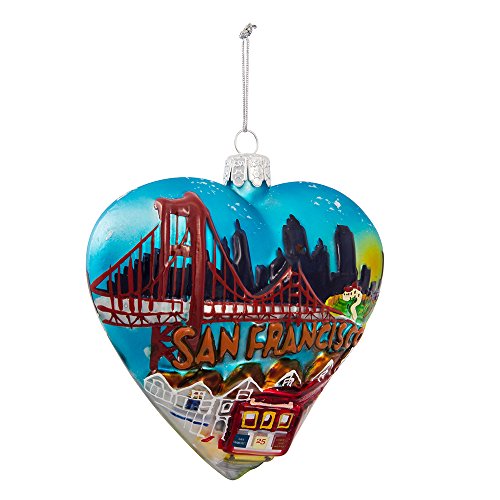 Kurt Adler 4" San Francisco Glass Heart Cityscape Ornament