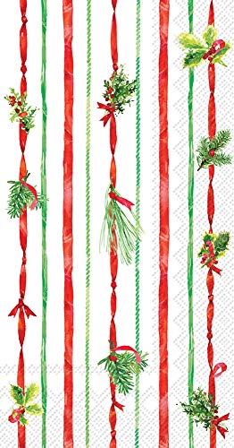 Boston International IHR 3-Ply Paper Napkins, 16-Count Guest Size, Ribbon Stripe