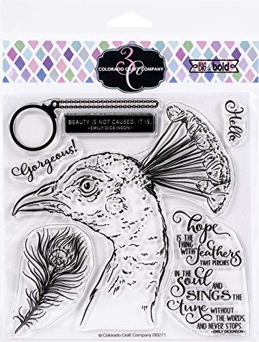 Colorado Craft Company Clear Stamps 6"X6"-Hope Sings Peacock-Big & Bold
