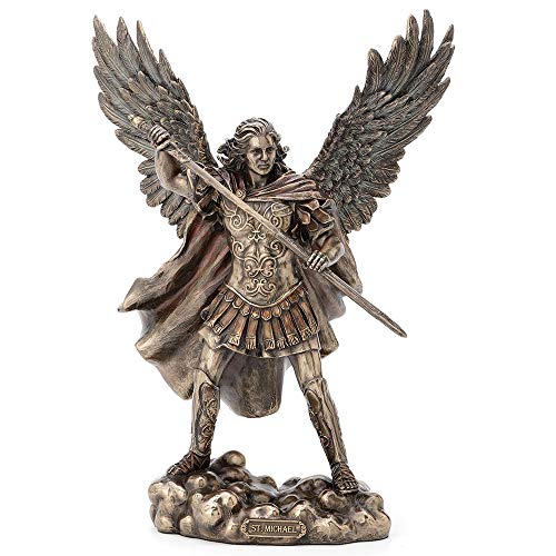 Veronese Design 11.4 Inch Archangel Saint Michael Unsheathing The Sword Antique Bronze Finish Guardian Angel Statue