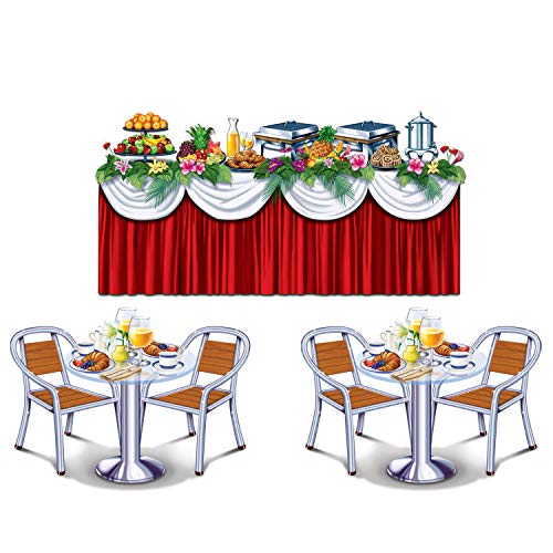 Beistle Printed Cruise Ship Buffet Props, 35" to 5' 7", 3 Pieces In Package