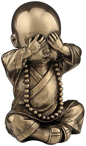 Unicorn Studio 3.75 Inch Cold Cast Bronze Color Little Monk See No Evil Figurine