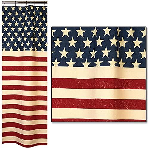 Country House Collection 89623 Vintage Flag Shower Curtain, 72-inch