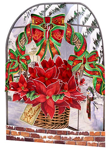 Boston International Santoro Swing 3D Pop-Up Christmas Card, Poinsettia