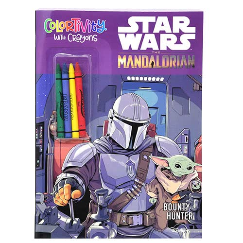 Mandalorian Star Wars Coloring Book with Crayons - The Mandalorian Star Wars Coloring Activity Book with Crayons, Perfect fun Children Coloring Book for School, Home or On-The-Go - Includes 4 Crayons