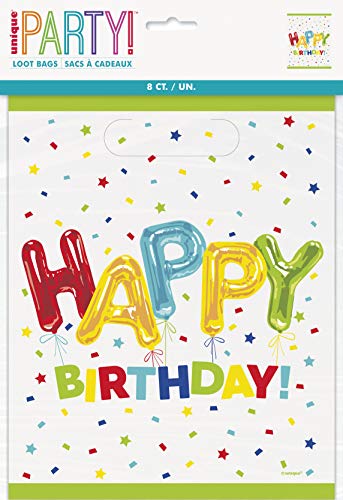 Unique Industries Happy Balloon Birthday Party Loot Bags, 8ct