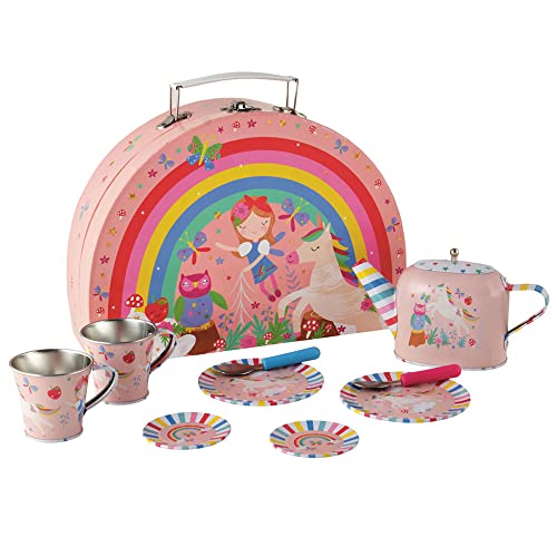 Floss & Rock 40P3571 Rainbow Fairy Tin Tea Set in Rainbow Shaped Box, 10-piece Set
