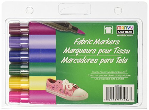 UCHIDA Fabric Marker Brush Tip, 6-Pack, Bright