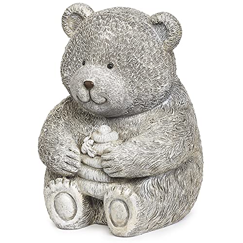 Roman Garden - Bear with Honey Statue, 7.75" H, Pudgy Pals Collection, Resin and Dolomite, Decorative, Garden Gift, Home Outdoor Decor, Durable, Long Lasting