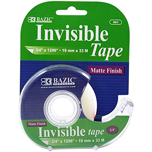 BAZIC 3/4" x 1296" Invisible Tape w/ Dispenser